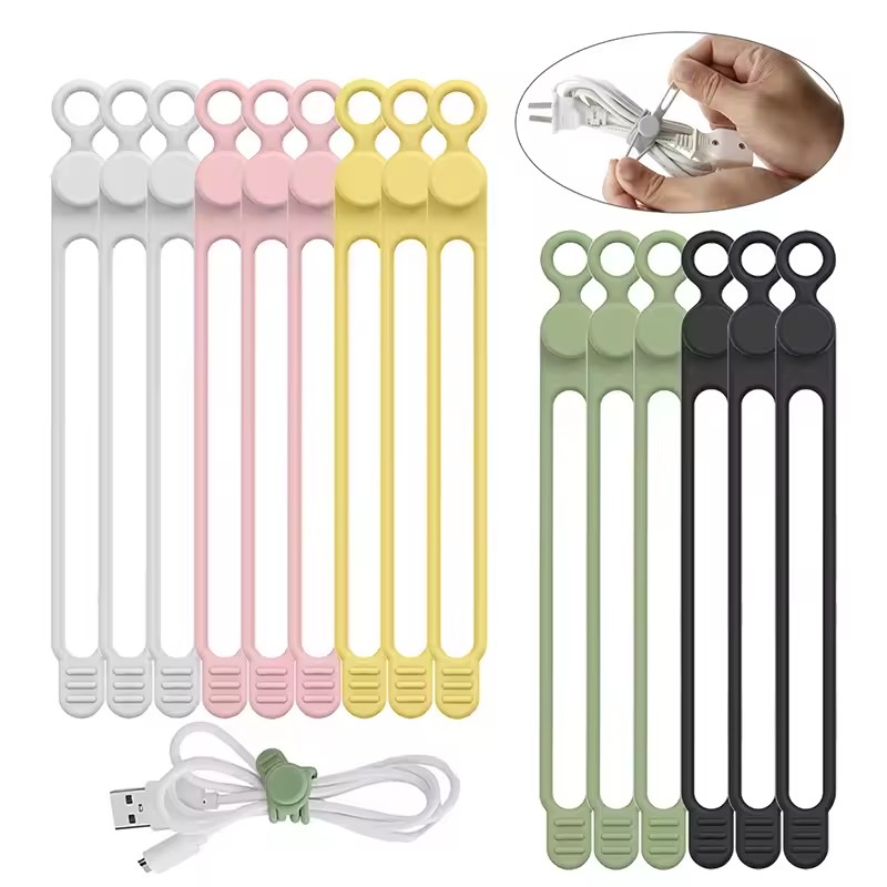 Cable Organizer - 10pcs Silicone Cable Ties,Cord Organizer,Cable Straps,Reusable