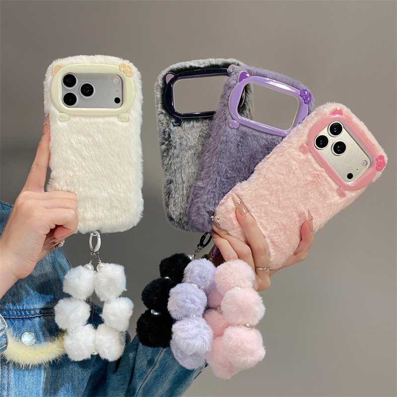 Usb Charger - Luxury Solid Colors Furry Plush Phone